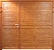 Side Hinged Double-Walled Steel Georgian Horizontal Asymmetric in Golden Oak  Double-Walled Steel garage door