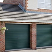 Twin Steel Roller Doors in Juniper Green